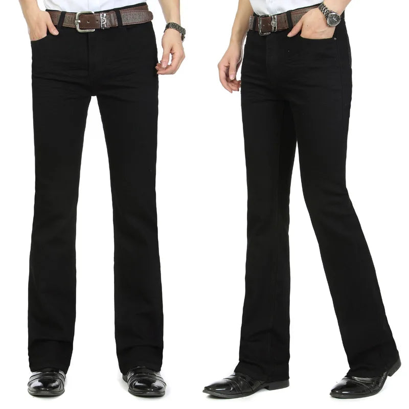 Men's Business Casual Pants Male Mid Waist Elastic Slim jeans