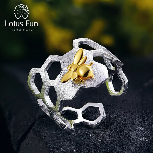 Sterling Silver 18K Gold Bee Rings Natura Fine Jewelry