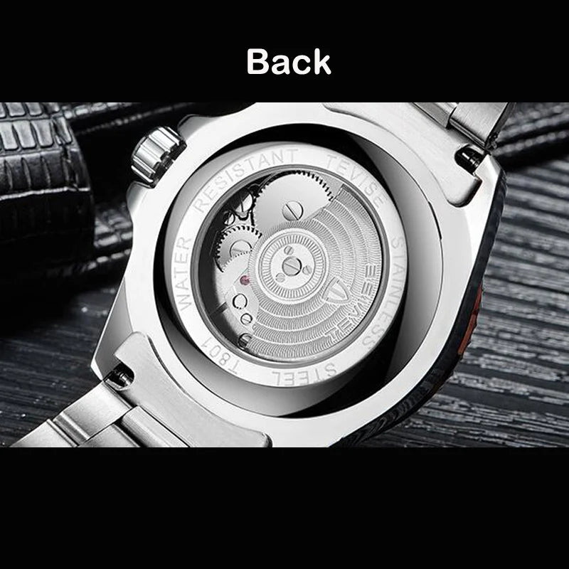 Mens Mechanical Wristwatch Waterproof Calendar Vintage Skeleton Automatic