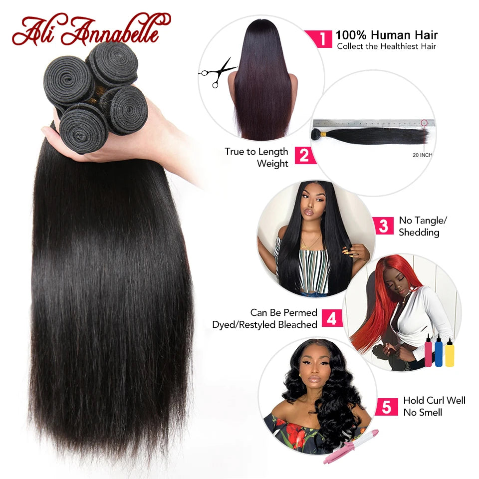 Straight Hair Bundles Human Hair Bundles 30 28 26 Inch 1 3 4 Bundles