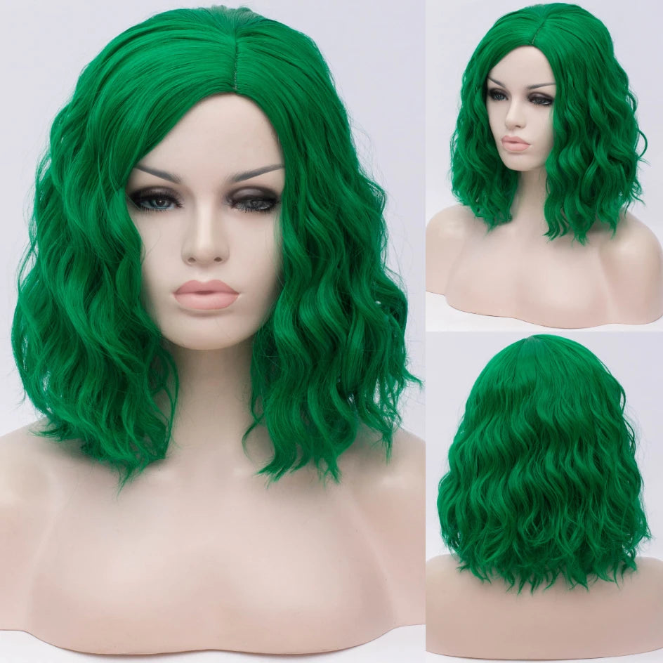 Woman Green Wigs Short Curly Heat Resistant Synthetic wig