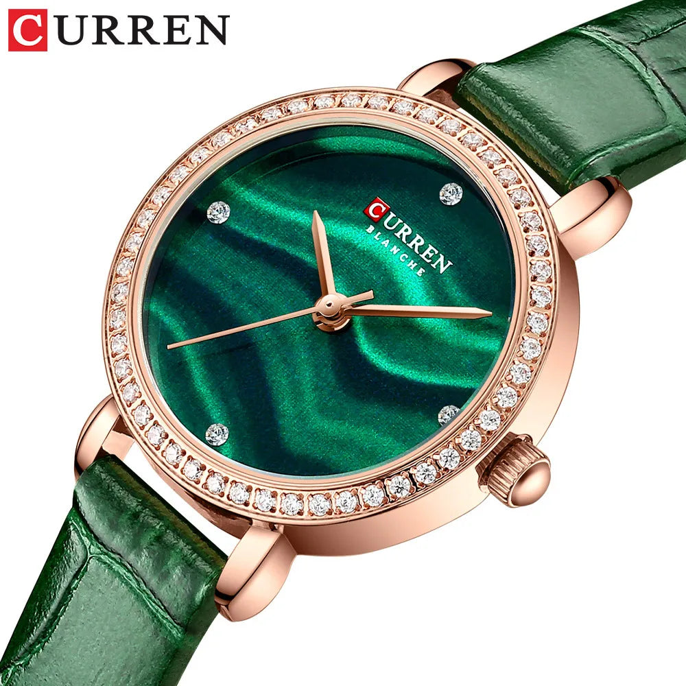 Rhinestone Quartz Watches Female Leather Waterproof Women's Watch