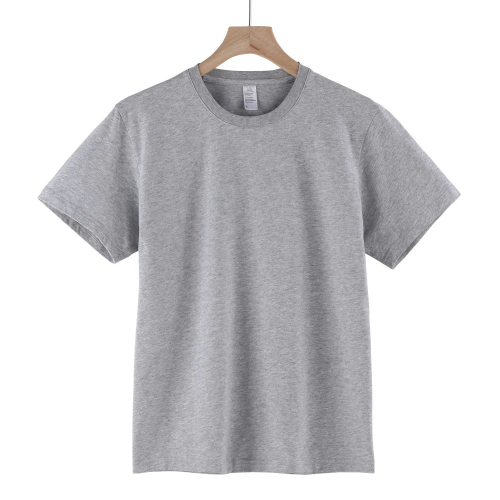 Round Collar Men's T-Shirt 100% Cotton Straight Thin Lightweight T-Shirts