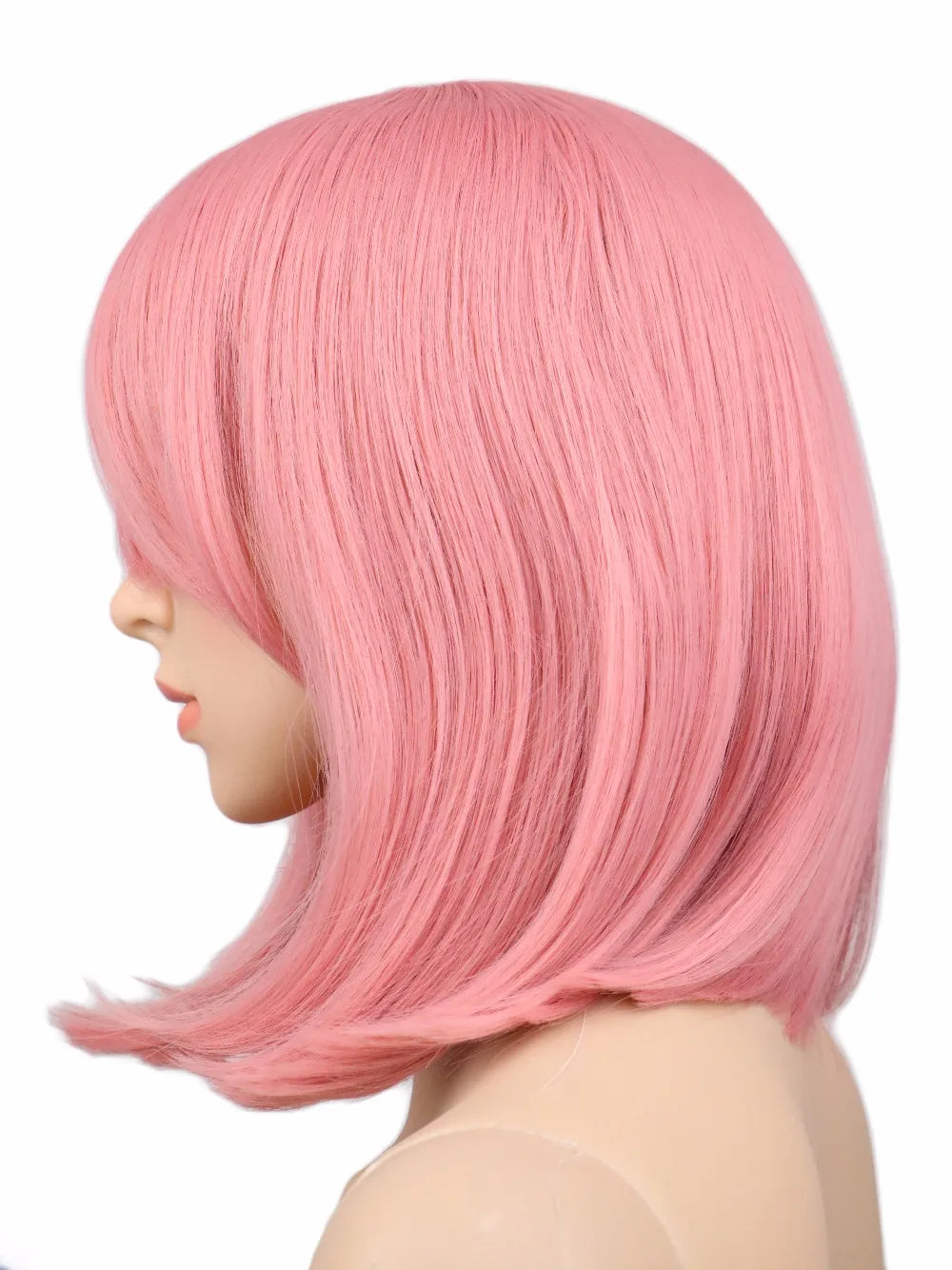 Short Bob Straight Cosplay Wig Costume Party Pink 40 Cm Synthetic Hair Wigs