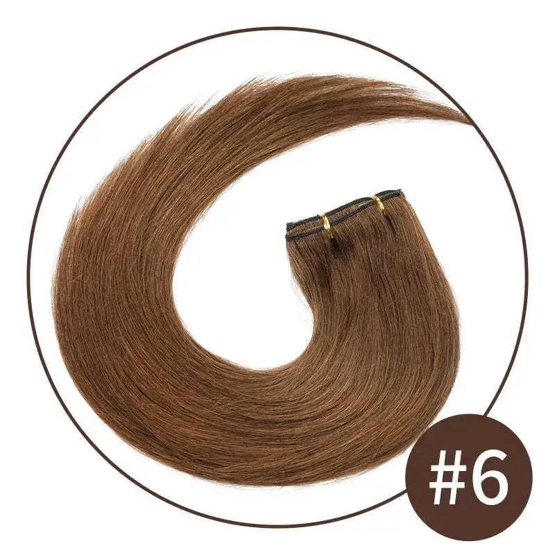 Short Double Weft Clip in Human Hair Extensions Thick Straight Hair Clip