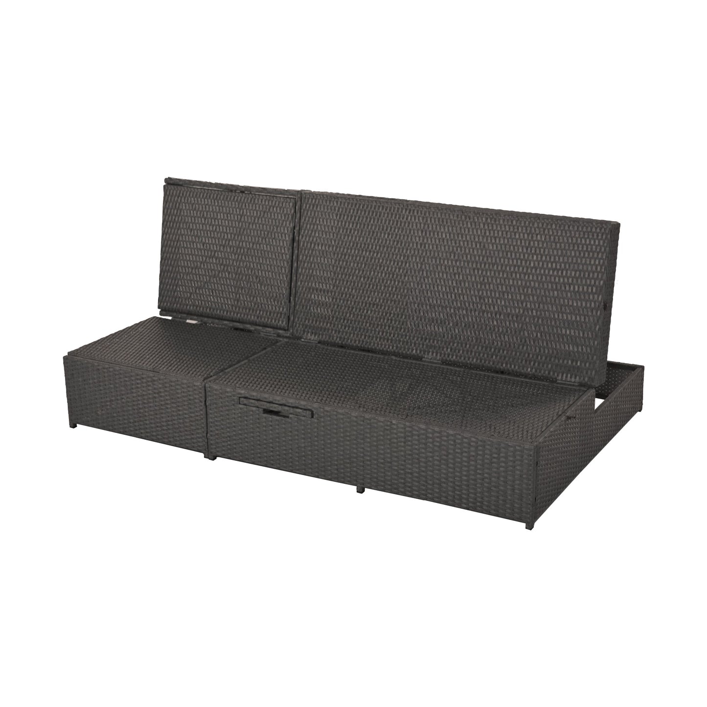 Outdoor Double Sunbed, Wicker Rattan Patio Reclining Chairs