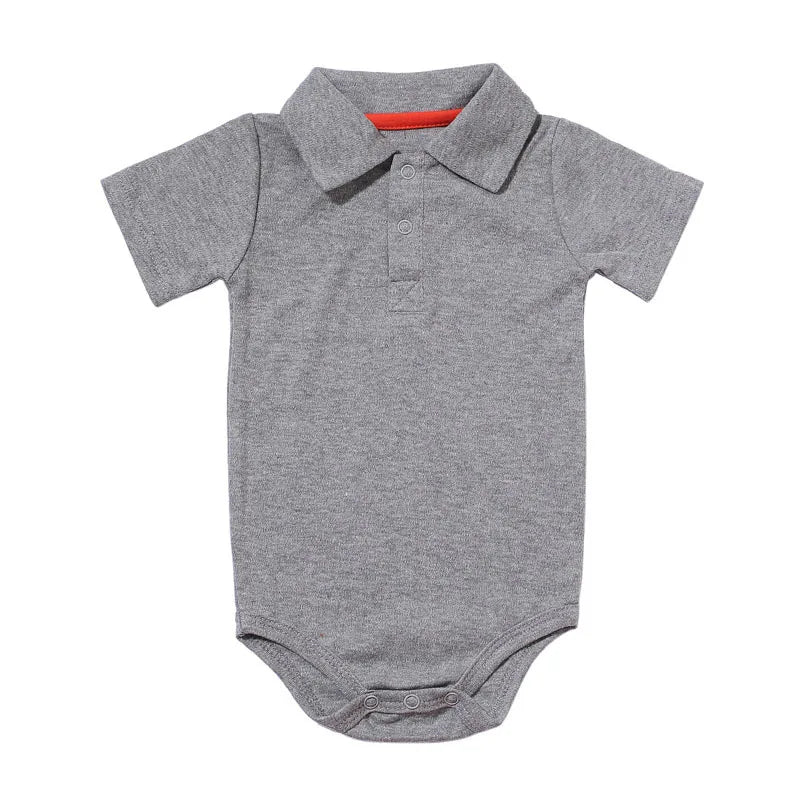 Summer unisex Rompers Turn-Down Collar Infant Newborn Cotton Clothes Jumpsuit