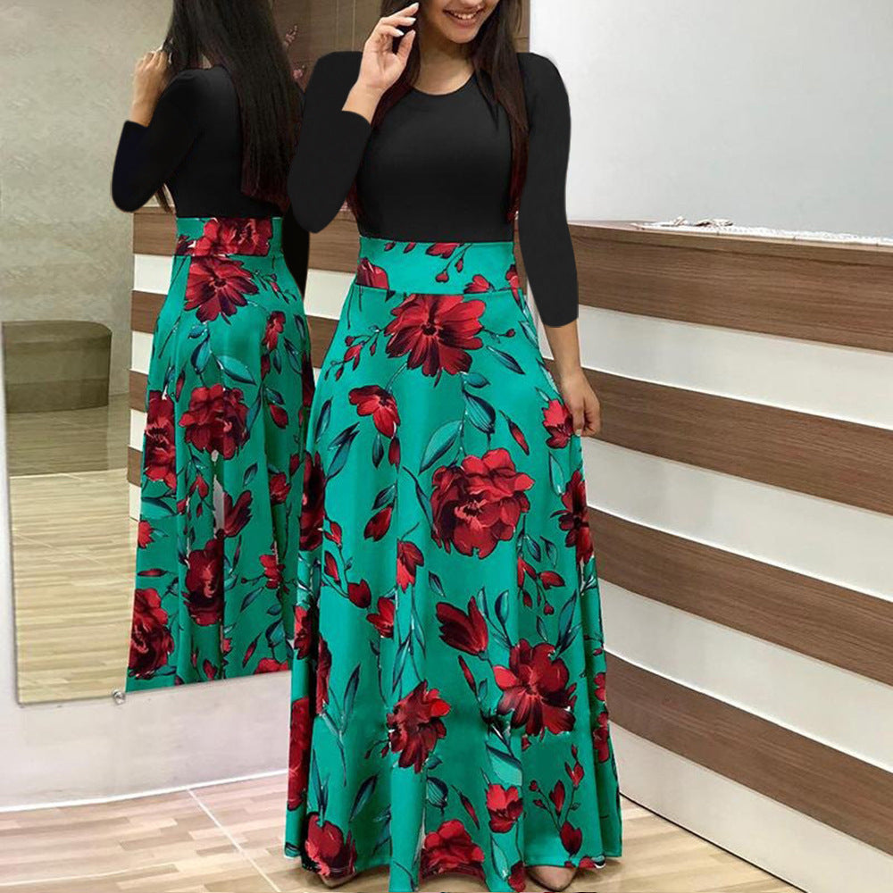 Women's Dresses Female Fashion Long Sleeve Maxi Floral Dress