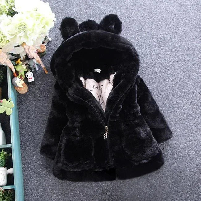 New Fashion Winter Baby Girls Clothes Faux Fur Fleece Coat jacket Outerwear