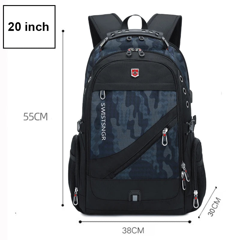 Waterproof 17/20 Inch Laptop Backpack Men Airplane Travel Backpack