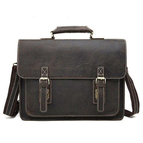 Men's Leather Bag for Document Crazy Horse Leather Briefcases