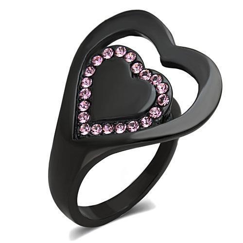 Stainless Steel Ring With Top Grade Crystal in Light Rose