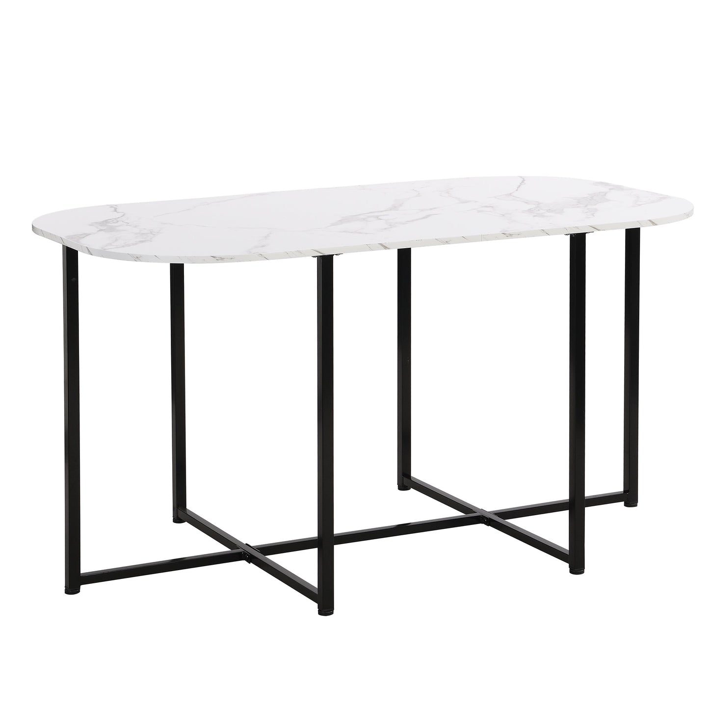 Modern 7-Piece Dining Table Set With Faux Marble Compact