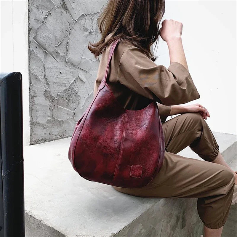 Vintage Leather Luxury Handbags Women Bagsy Tote Bags for Women