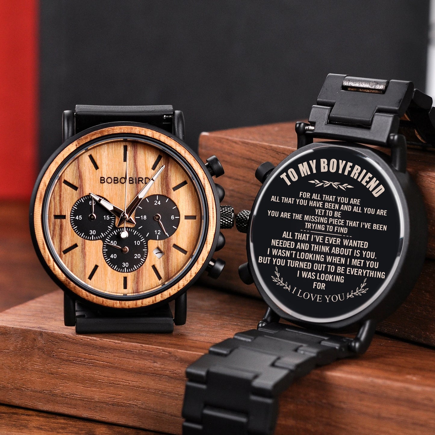 Personalized Gift Brand  MESSAGE Engraved Carved Laser Charge on Wood Watches