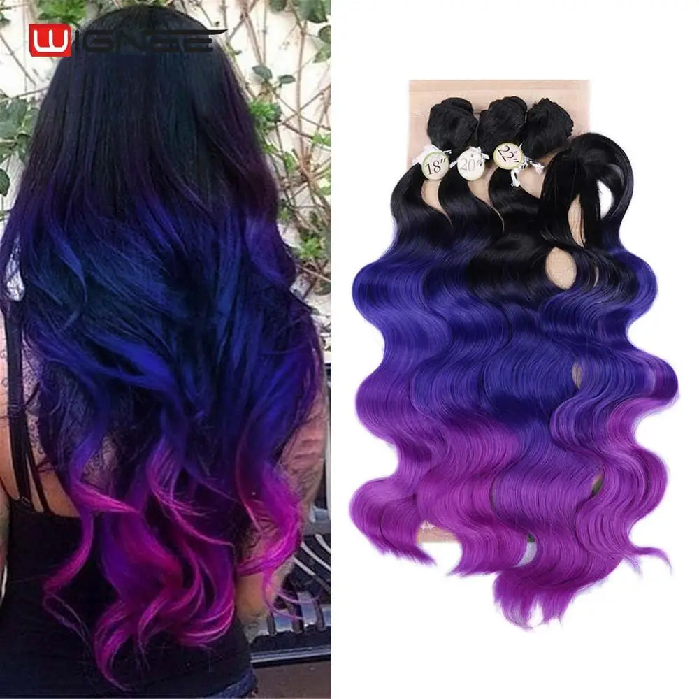 Synthetic Hair Extension Colorful Hair Bundles With Closure