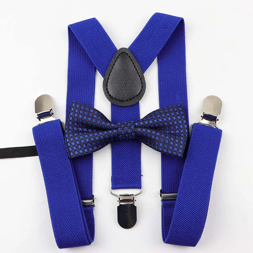 Polyester Y-Back Braces Two Colors Bow Tie Adjustable Elastic Kids