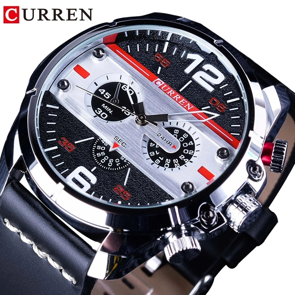 Wrist Sport Wristwatch Waterproof Leather Men's Quartz Watch Relogio Masculino