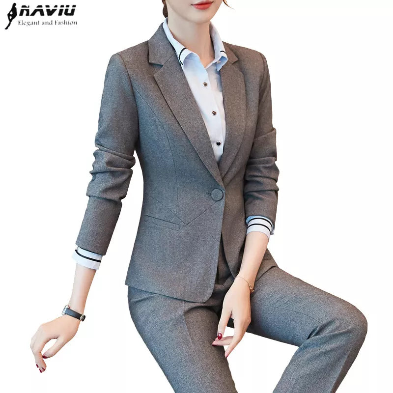 Women Pant Suit Formal Business Slim Blazer and Trouser Set