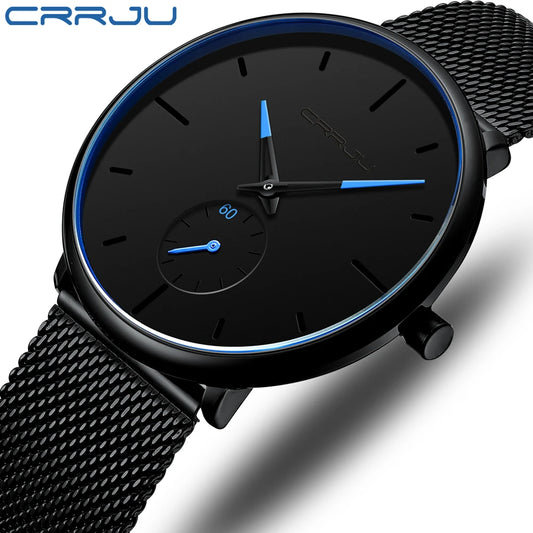 Ultra Thin Unisex Minimal Black Quartz Mens Watch