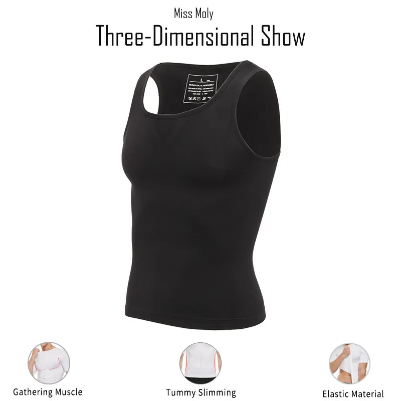 Mens Slimming Body Shaper Chest Compression Shirts waist Trainer Corset