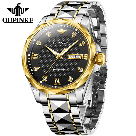 Water Resistant Stainless Steel Mechanical Wristwatch Multifunction Watch