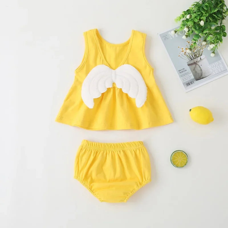 New Newborn Baby Girls Clothes Sleeveless Dress+Briefs 2PCS Outfits