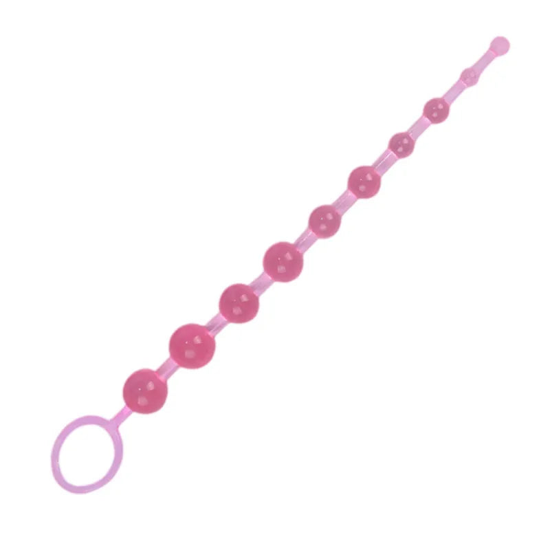 Soft Rubber Anal Plug Beads Long Orgasm Vagina Clit Pull Ring Ball Butt  Toys