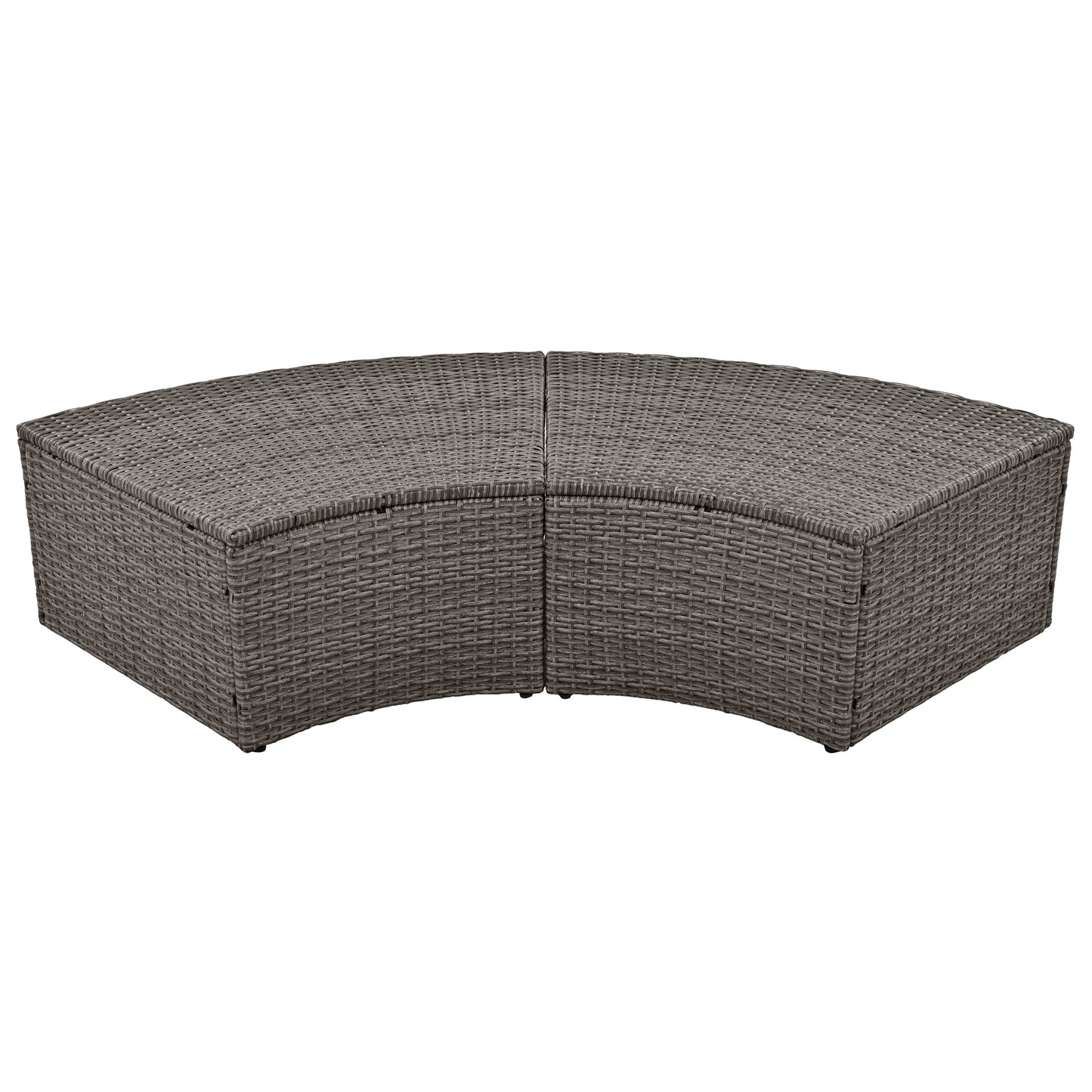 Patio 5-Piece Round Rattan Sectional Sofa Set