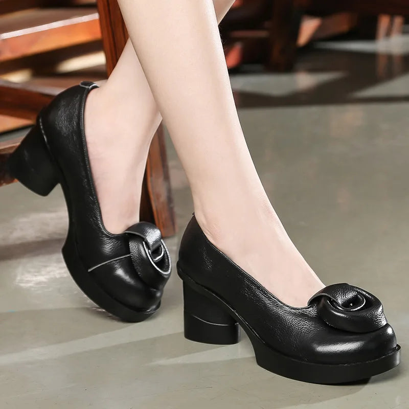 Spring Women Pumps Retro Lady 7CM High Heels