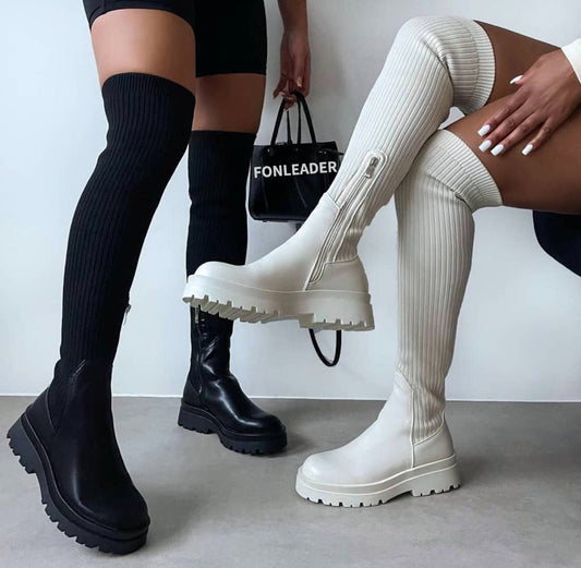 Over the Knee Knit Thigh High  Boots