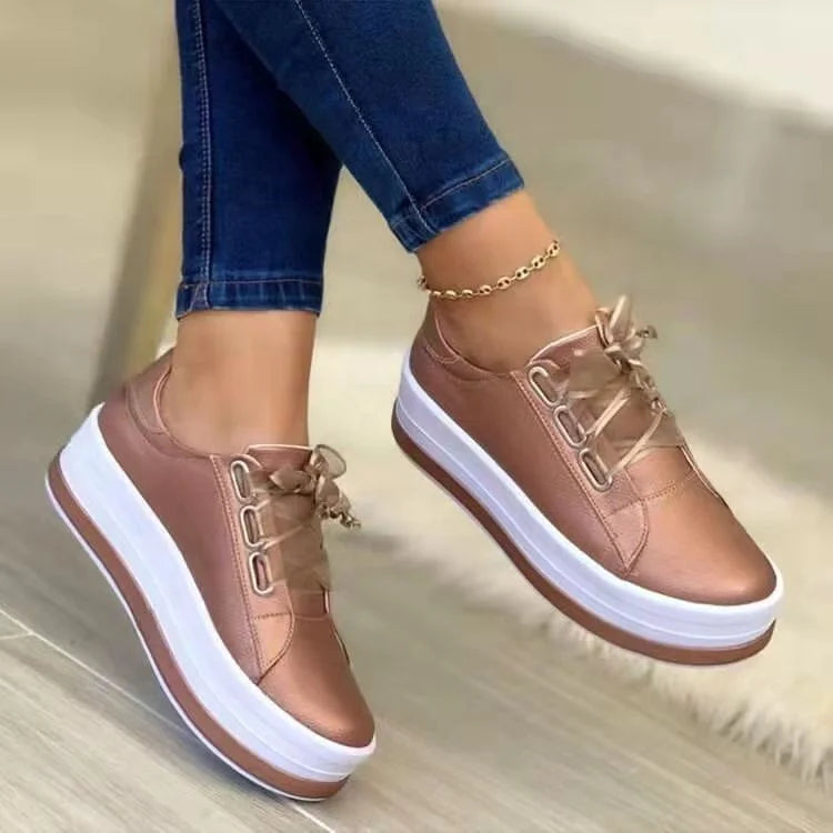 Women Large Size Round Toe Flat Platform Casual Footwear Loafers