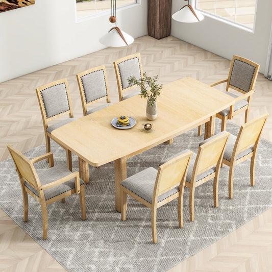 Rustic Extendable 84inch Dining Table Set With 24inch Removable Leaf