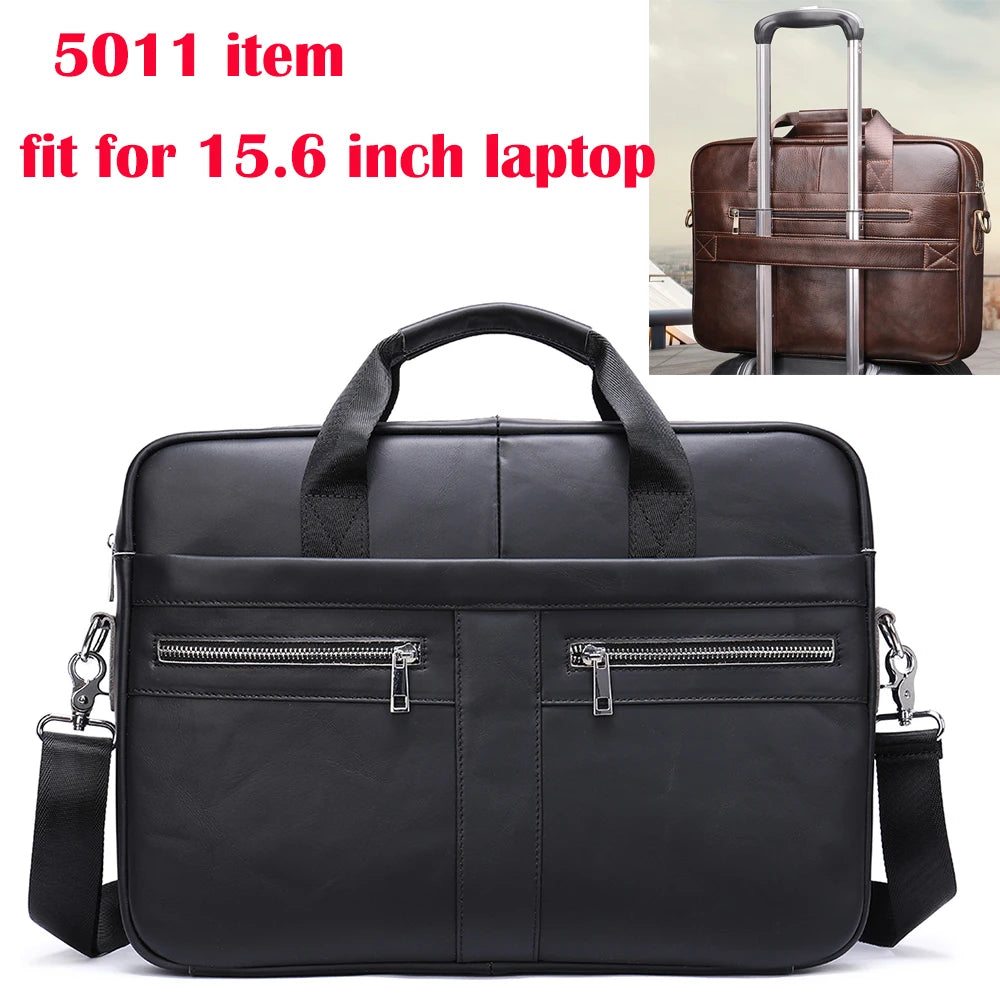 WETSTAL Men's Leather Bag for 14 Laptop Bag Computer Mens Briefacase