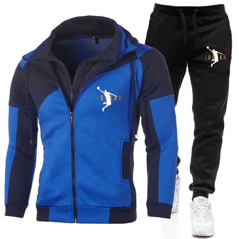 Men's Jacket Tracksuits Casual Two Pieces Sets Zipper Hoodie Gym