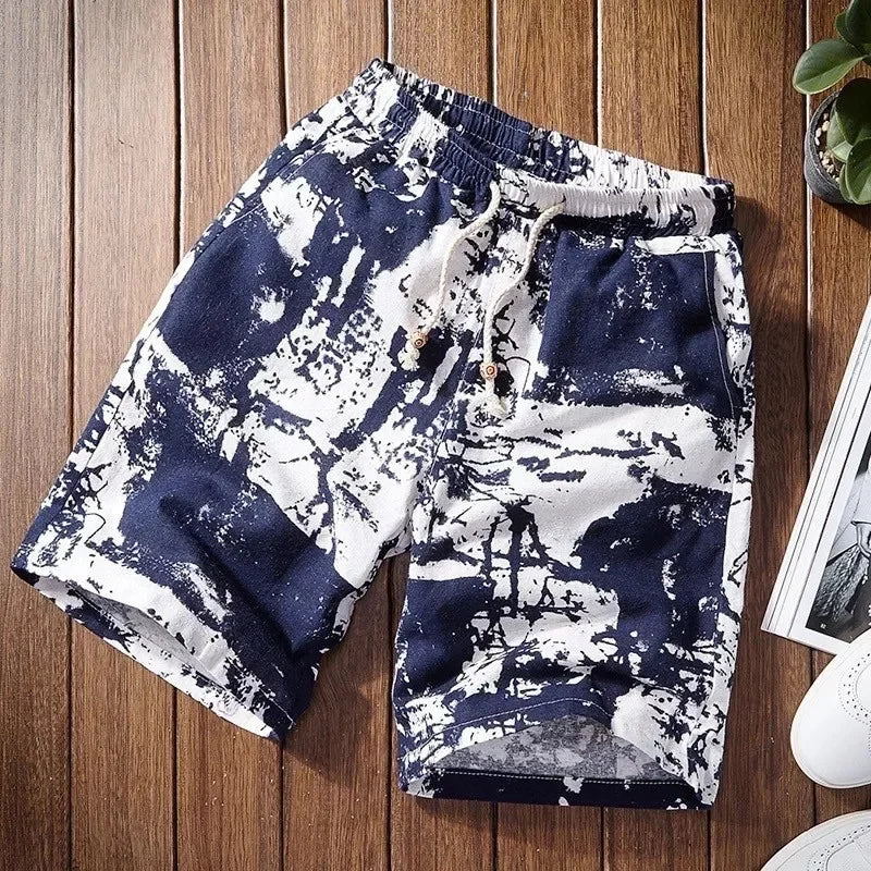 Streetwear Summer Fashion Men Shorts Cotton Linen Beach