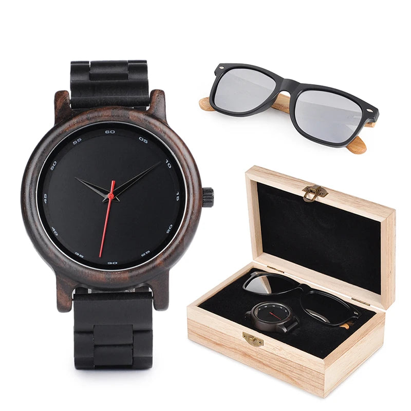 Relogio Masculino BOBO BORD Bamboo Men Watch Wooden Sunglasses Suit Present Box