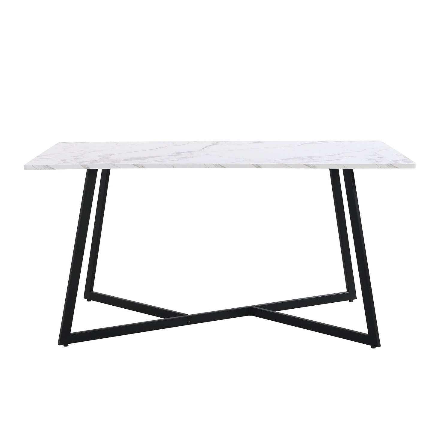 Modern Faux Marble 6-Piece Dining Table Set Dining Chairs and Bench