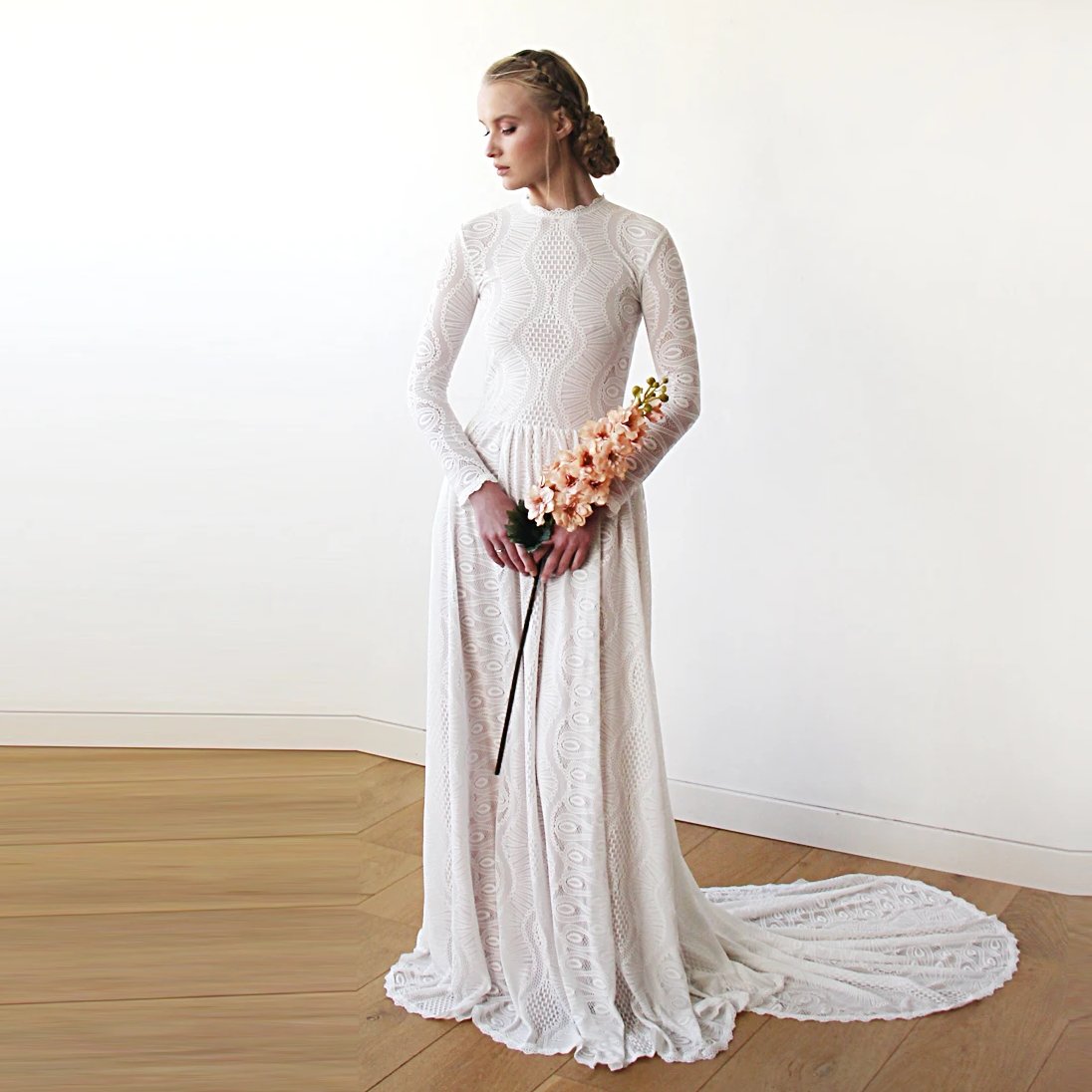 Train Wedding Modest Dress