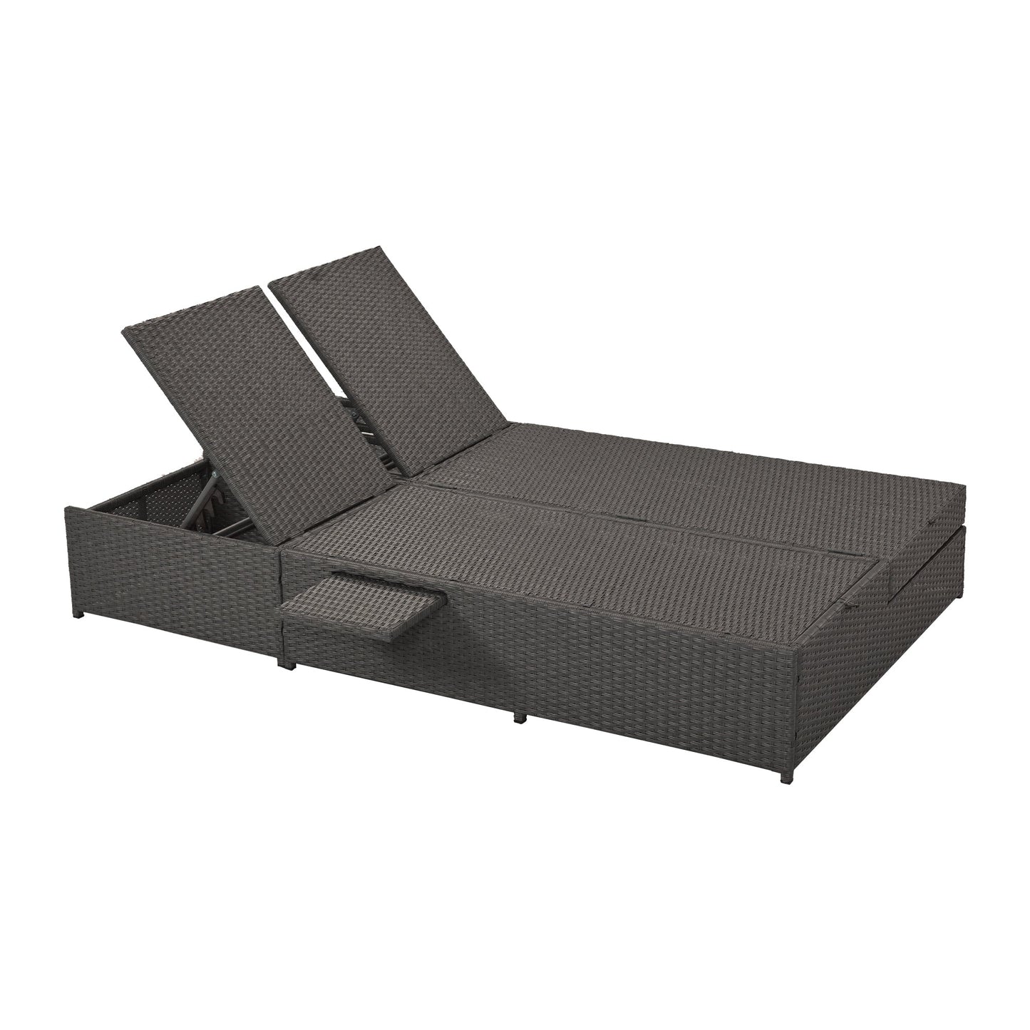 Outdoor Double Sunbed, Wicker Rattan Patio Reclining Chairs