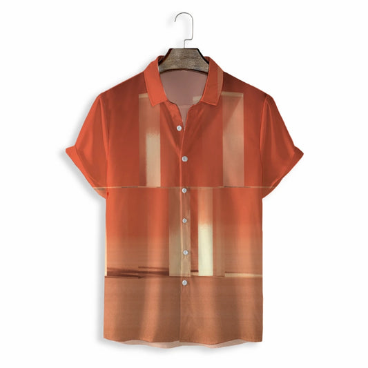 Polyester Men Shirts Sunset Pattern Men Shirts