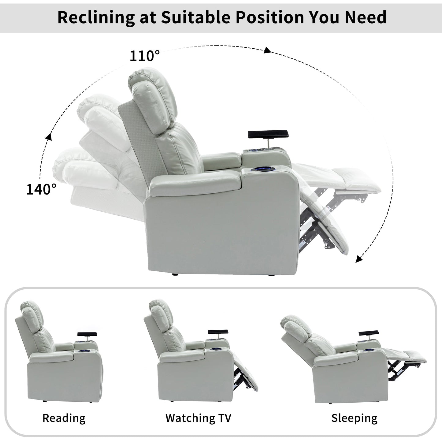 PU Leather Power Recliner Individual Seat Home Theater Recliner