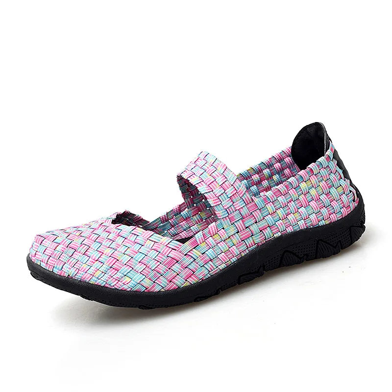 Womens Flats Shoes Slip on Fashion Woven Sneakers Casual Breathable Shoes