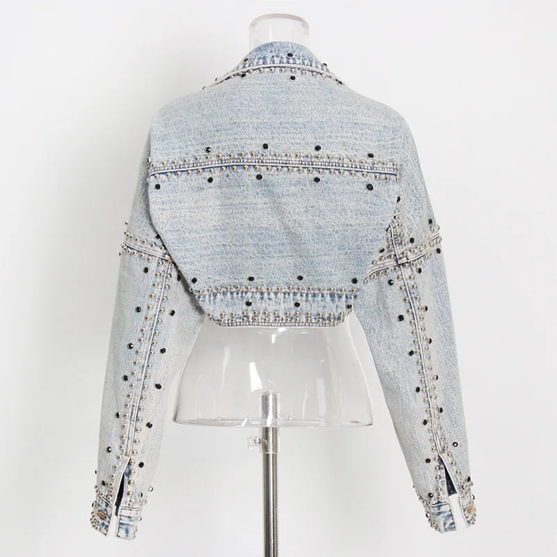 Shawl Style Denim Jacket Loose Long Sleeve women'S Clothing