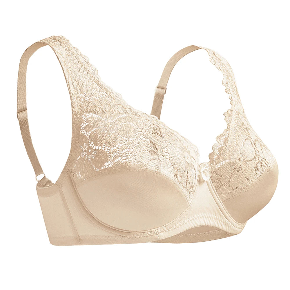 Women Floral Unlined Lace Bras Transparent Perspective Brassiere