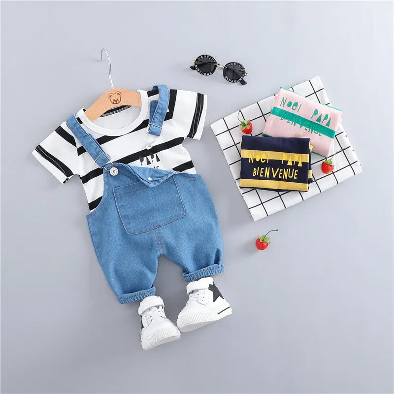 Summer Baby Girl Clothes Children Clothing Boys Short Sleeve T-Shirt Overalls