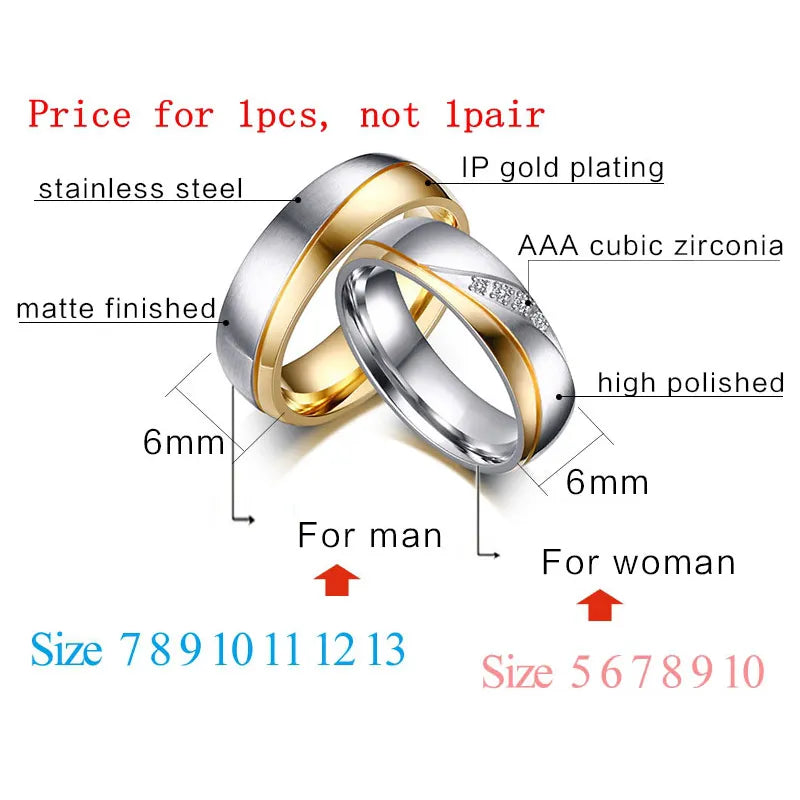 Personalized Name Promised Wedding Rings Steel Engagement Party Gifts