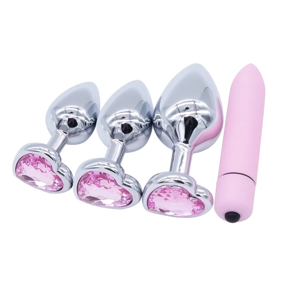 Vagina Balls Anal Beads Crystal Jewelry Heart Stainless Steel Butt Plug