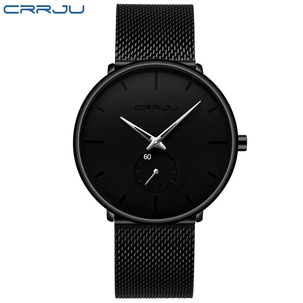 Mens Watches Quartz Watch Men Casual Slim Mesh Steel Waterproof Sport Watch