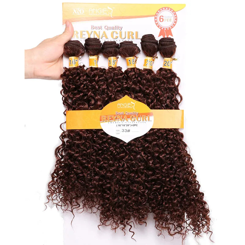 Synthetic Kinky Curly Hair Bundles Two Tone Ombre Color Hair Weave